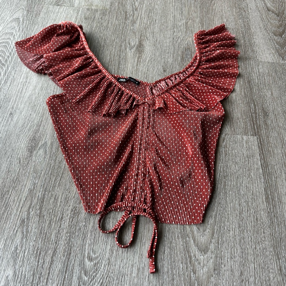 Zara Burgundy Ruffled Blouse